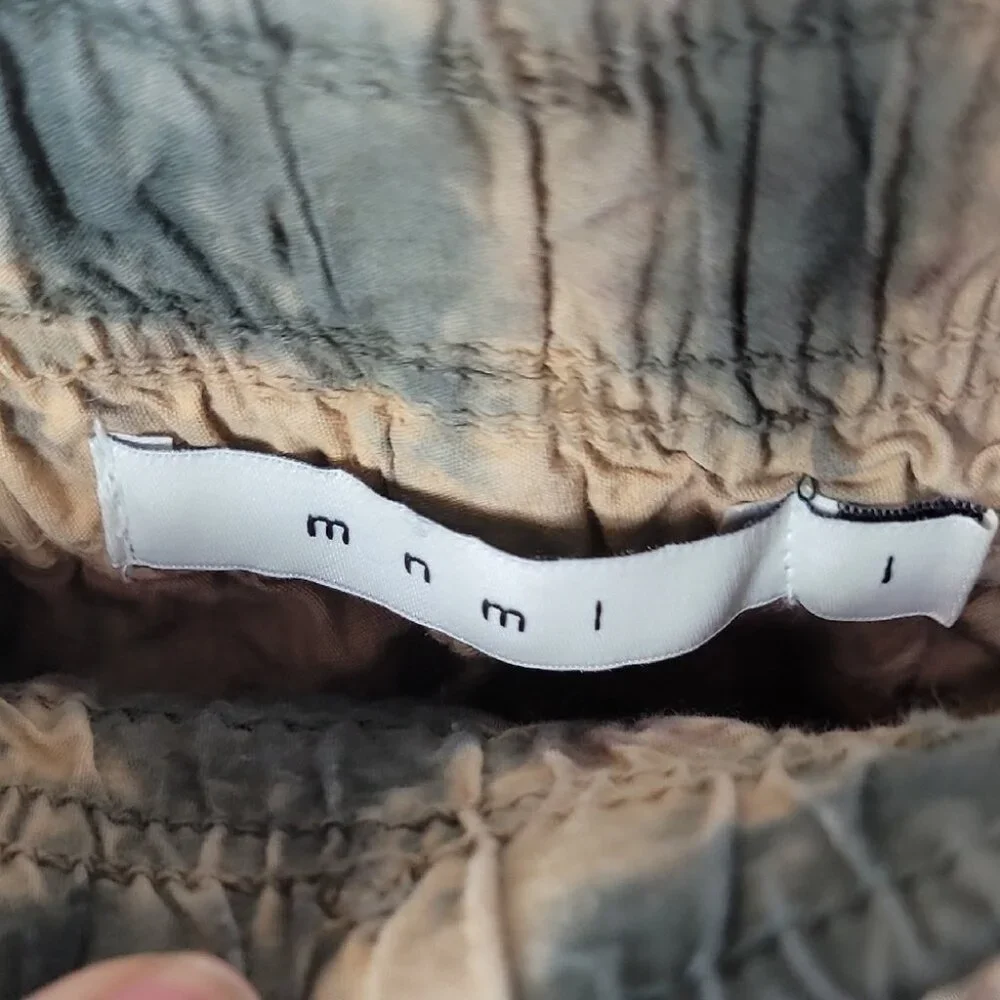 MNML Brown & Green Camo Cargo Pants L Relaxed Fit Straight Leg 100% Cotton Made